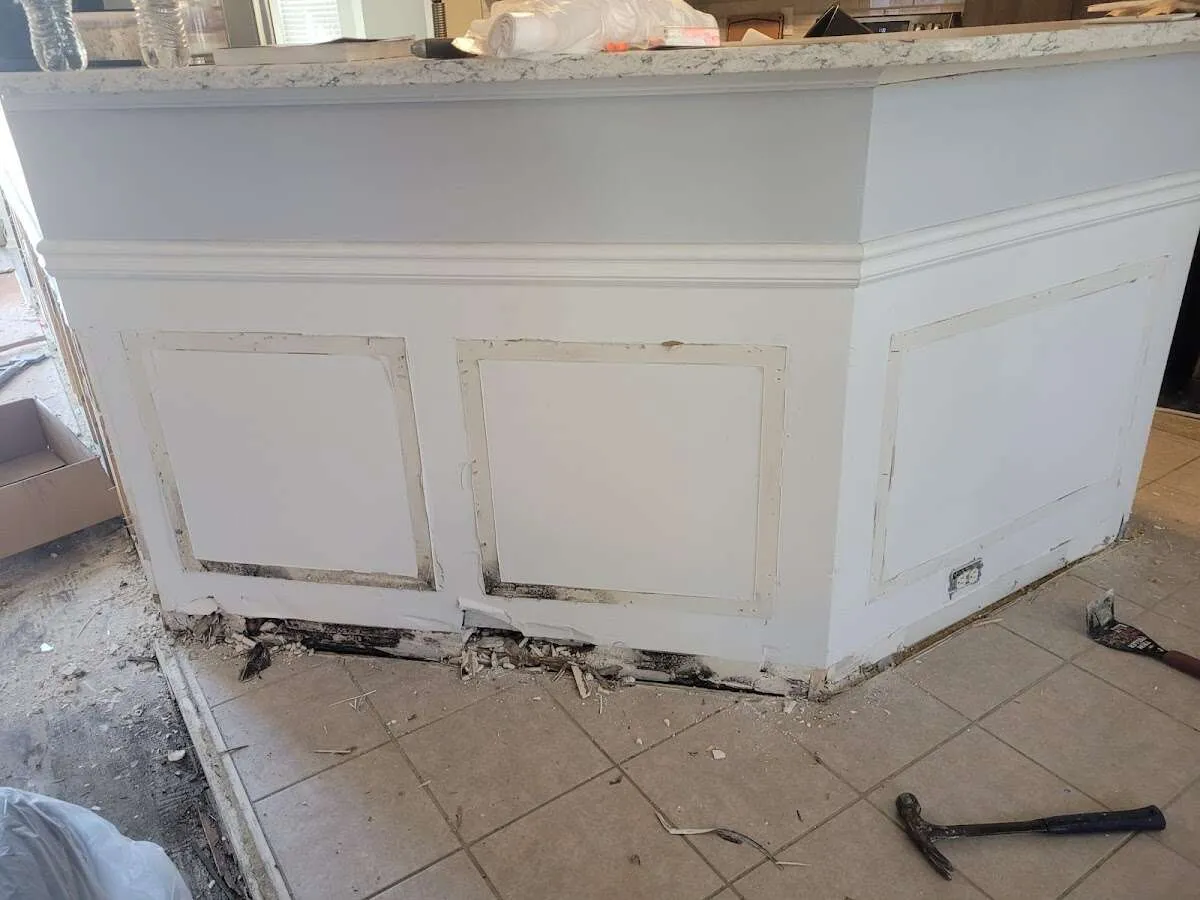 Water damage and mold on kitchen during Storm Damage Restoration in Waterford